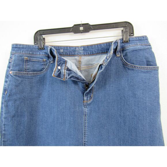 A.n.a. Size 18 Denim Knee Length Pencil Skirt Jeans Blue Casual Basics Western - Picture 3 of 4